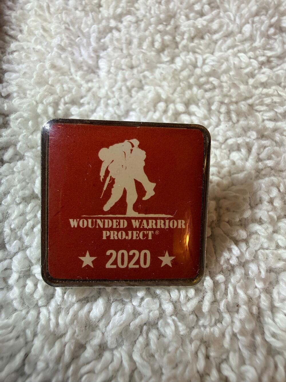 Wounded Warrior Project 2020 Logo Lapel Pin Red White Square Military Veteran